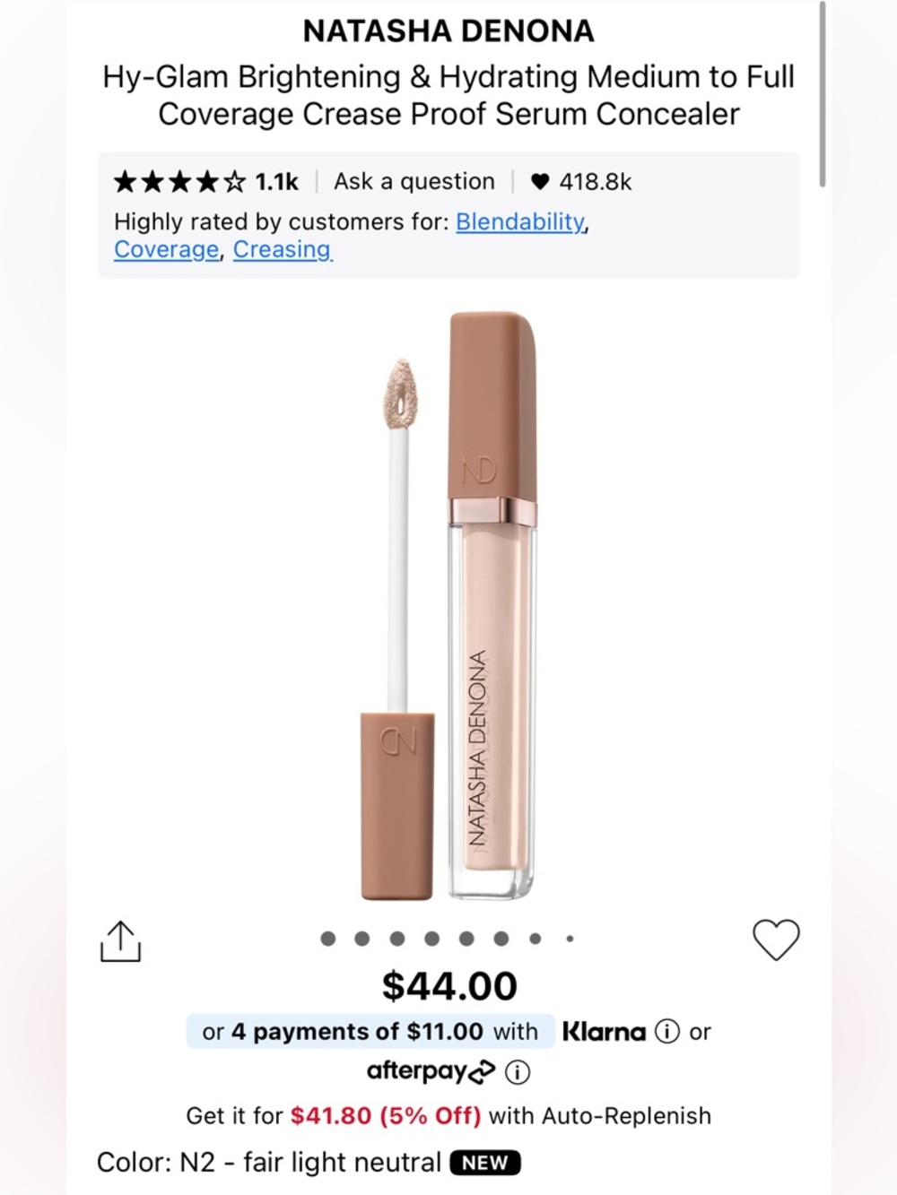 🌸NATASHA DENONA Hy-Glam Serum Concealer Sample - Picture 3 of 14